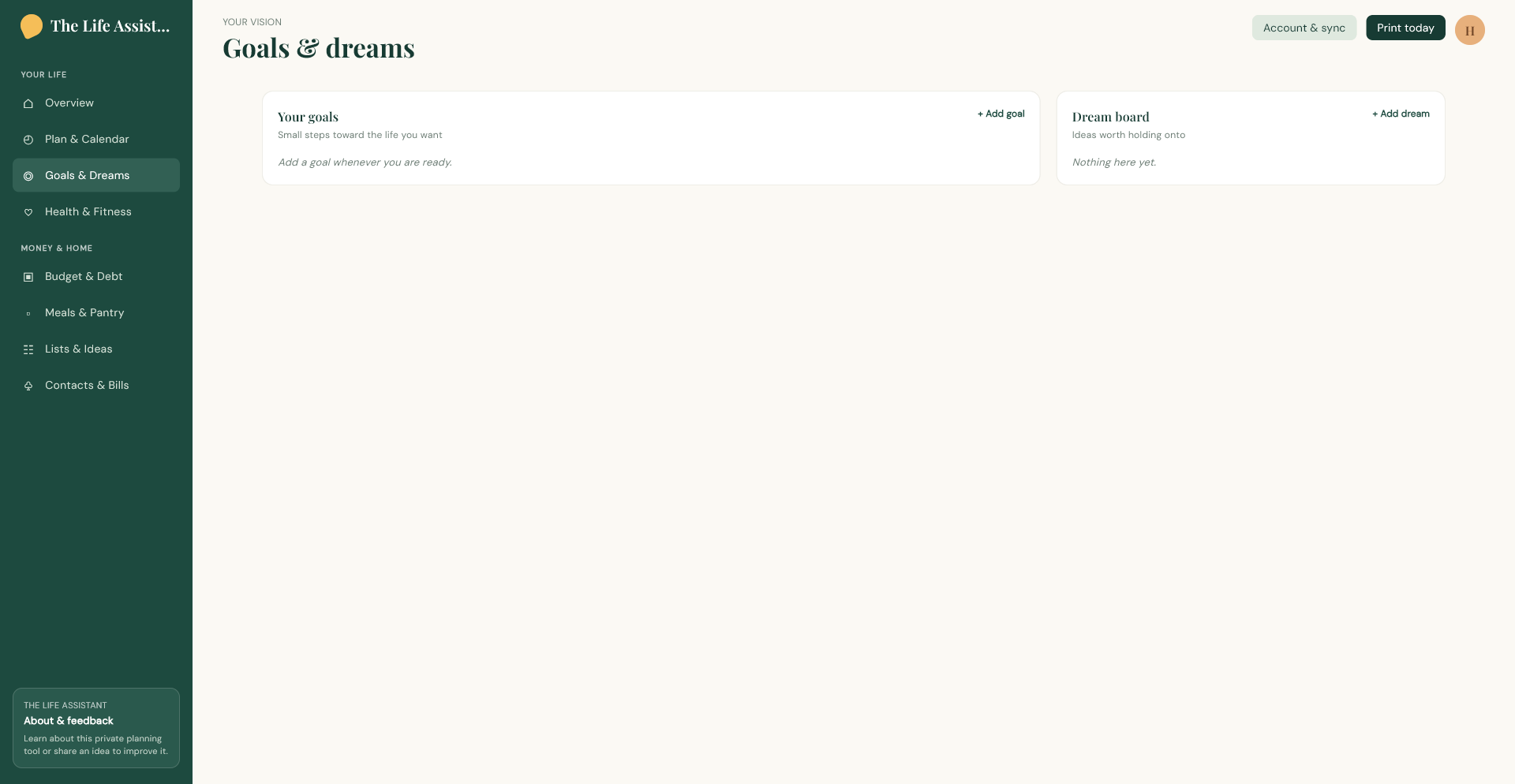 A Life Assistant screenshot